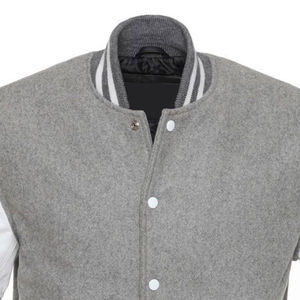 Customized Chenille Embroidery New Varsity Letterman Baseball <b>Jacket</b> Custom Wool and <b>Leather</b> Grey Baseball Varsity <b>Jackets</b> - Product Image 5