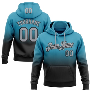 Sweat-shirt à capuche sportif tendance, nouveau design, personnalisé, motif panthère, dégradé bleu-gris-noir, vente en gros directe - Product Image 1