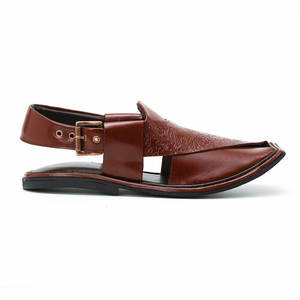 Elegantes Sandalias Peshawari Chappal Kheri Color Granate para Hombre, Sandalias de Cuero Premium para Novio de Boda - Product Image 4
