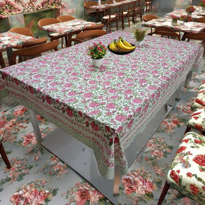 Mantel de Algodón Ecológico con Estampado Floral Hecho a Mano, Diseño Moderno para Bodas, Fiestas y Uso Doméstico, Venta al Por Mayor - Product Image 2