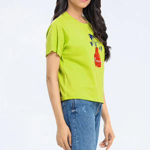 T-shirts classiques pour femmes en gros, coupe régulière, décontractés, respirants, imprimés sur toile écologique, personnalisables pour l'été et l'extérieur - Product Image 2