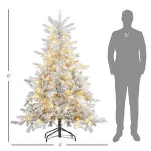 Albero di Natale Artificiale da 180 cm con Luci LED Preinstallate e Neve Finta - Decorazioni Natalizie - Product Image 5