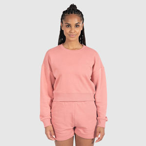 Sweat-shirt léger pour femme, grande taille, imprimé automne, col rond, gaufré, logo personnalisé, coupe oversize, crop top sport gym, hiver - Product Image 1