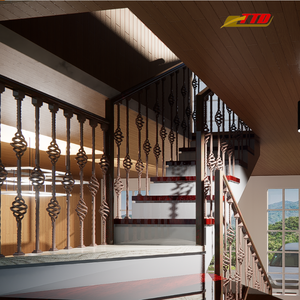 Rampe d'escalier en fer forgé à la main – Rampe d'escalier décorative en fer pour intérieur avec balustres ornementaux pour maisons modernes - Product Image 4