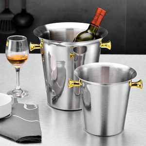 Enfriador de Champán y Cerveza de Acero Inoxidable de 5L con Asa Creativa, Cubo de Hielo Metálico para Bebidas, Ideal para Fiestas, Bares y Clubes - Product Image 1