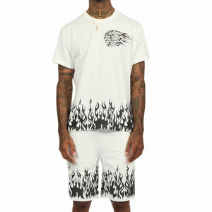 Ensemble de vêtements de sport décontractés pour hommes, t-shirt et short, tenue en deux pièces pour l'été, la salle de sport, la course à pied, l'exercice quotidien - Product Image 3