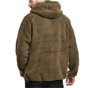 OEM Service Men Sherpa Fleece Hoodie Full <b>Zip</b> Sherpa Lined Faux Fur <b>Jacket</b> <b>Zip</b> <b>Up</b> Hooded Sweatshirt for Autumn Winter - Product Image 6