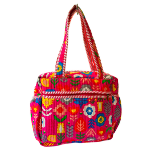 Premium Cotton Jaipur Block Print Nappy <b>Bag</b> Quilted Baby Organizer Eco Friendly Durable Zip Closure Casual Outing Travel Ready - Product Image 1