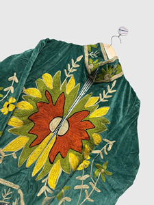 Veste en velours brodée de fleurs, col mandarin, manches longues, taille plus, style blouson pour femmes, hiver - Product Image 6