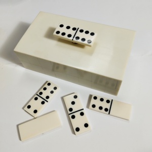 Ensemble de dominos minimalistes en ivoire avec boîte de rangement décorative en résine, ensemble de dominos avec boîte de rangement crème - Product Image 2
