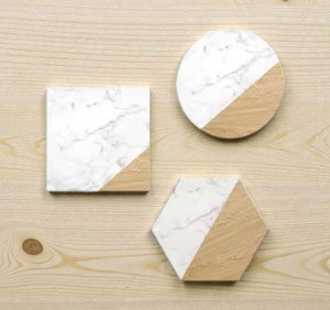 Ensemble de tapis et de dessous-de-plat ronds modernes écologiques en bois naturel AG Elements, diamètre 10 cm, tapis de table décoratifs - Product Image 1