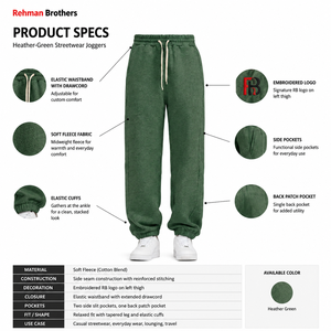 Pantalones Deportivos de Felpa para Hombre, Color Verde Jaspeado, Mezcla de Algodón Grueso, Corte Holgado, con Puños, Logotipo Personalizado, Estilo Urbano, OEM - Product Image 5