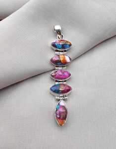 Colgante de Turquesa Ostra Espinosa, Joyería de Plata de Ley 925 para Mujer, Collar de Piedra Preciosa Natural, Regalo Elegante - Product Image 4