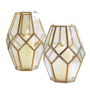 Geometric <b>Brass</b> Candle <b>Lantern</b> with Glass Panels Heat Resistant for Home Decoration Metal Glass Votives Candle Holder - Product Image 6