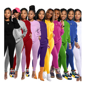Conjunto de Punto Rojo de 2 Piezas para Mujer, Top de Manga Larga con Cuello Redondo, Leggings de Cintura Alta, Color Sólido, Casual, Largo Completo, Spandex y Algodón - Product Image 6