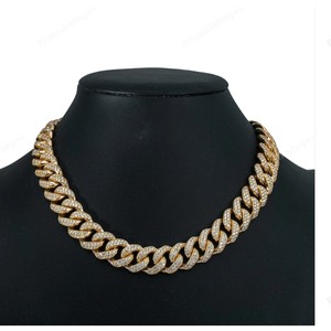 Chaîne cubaine plaquée or 12 mm, 19 pouces, en argent sterling 925, chaîne fine, bijou de luxe Miami, style hip-hop, épaisse et imposante - Product Image 1