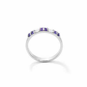 Gold & Rhodium Plated Classic Amethyst Round <b>Stone</b> Cluster Band Ring 12 <b>Stone</b> Prong Set Wedding Gemstone Jewelry - Product Image 6