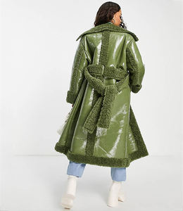 Sherpa collar High Quality Wholesale Shiny Puffer Jacket Breathable Nylon Print Your Custom Logo Down Puffer Jacket <b>Women</b> - Product Image 2