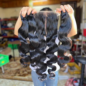 Extensions de cheveux humains vierges vietnamiens bruts, ondulés, super double drawn, en lots, avec closure en dentelle, frontal et perruques lace front, à prix abordable - Product Image 1