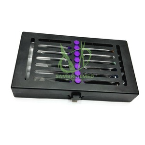 Sambrialmed International Kit de 7 élévateurs dentaires manuels de luxation, type spade, en cassette, revêtement titane noir, certifié CE Classe I - Product Image 6