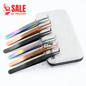 Lash Extensions Tweezers Custom Logo Volume Lash Extensions Tweezers Easy Fan for Individual Lashes Hand Made Stainless Steel - Product Image 1