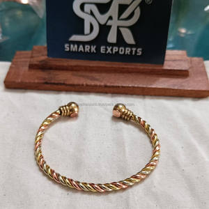 Handmade Twisted Copper Brass Bangle <b>Bracelet</b> Kada Open End Adjustable <b>Healing</b> Wristband Stylish Jewelry for Men and Women - Product Image 5