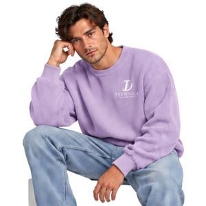 Lavender Purple Mens Oversized Crew Neck <b>Waffle</b> Knit Sweatshirt Long Sleeve Casual Pullover Streetwear Loose Fit Fashion <b>Shirts</b> - Product Image 5