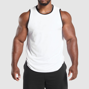 Camiseta sin mangas con diseño de rayas y cuello redondo para hombre, top de entrenamiento pesado, chaleco oversize para hombre - Product Image 1