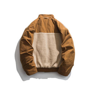 Men's Sherpa <b>Fleece</b> <b>Jacket</b> Stand Collar Button Windproof Casual Winter <b>Thick</b> Regular Fit Solid Color Sherpa <b>Jacket</b> For Men's - Product Image 2