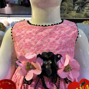 Vestido de algodón de pollo de estilo largo de nuevo diseño para niñas y niños para fiestas de primavera traje de princesa con toque negro para niños - Product Image 3