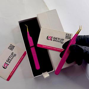 แหนบต่อขนตา GETUP BROSONS IMPEX 45 สีชมพูร้อน ปลายสีเงิน สแตนเลสสตีล อะคริลิค ป้องกันแม่เหล็ก ป้องกันไฟฟ้าสถิตย์ จับถนัดมืออย่างสมบูรณ์แบบ - Product Image 1