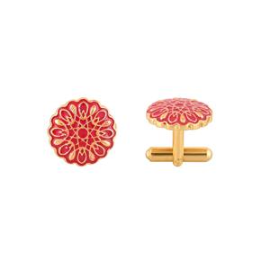 Luxury Gold Plated Red Enamel Floral <b>Cufflinks</b> for Men Formal <b>Shirt</b> Accessories Wedding Business Gift Designer Cuff Links - Product Image 3