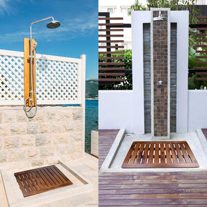 Tapis de bain en bois d'acacia de 21 pouces Tapis de sol de salle de bain imperméable et antidérapant Carré Grand spa Tapis de douche extérieur pour la maison - Product Image 5