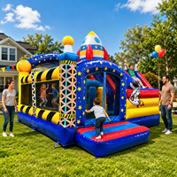 Château gonflable commercial sur le thème de l'espace avec toboggan aquatique et fusée, combo intérieur/extérieur pour enfants, idéal pour la location et les événements