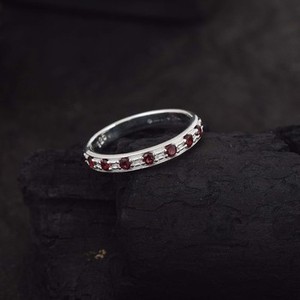 Best Wholesaler 925 Sterling <b>Silver</b> Band <b>Rings</b> 100% Natural Red <b>Garnet</b> Gemstones Full Eternity Engagement Band <b>Ring</b> Fine Jewelry - Product Image 3