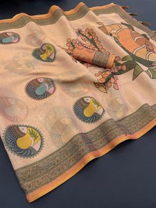 Adorable y Hermoso Sari de Diseñador con Paneles Beige Natural y Bordes Vibrantes en Rosa Rani, Estilo Moderno para Fiestas, de Secado Rápido - Product Image 5