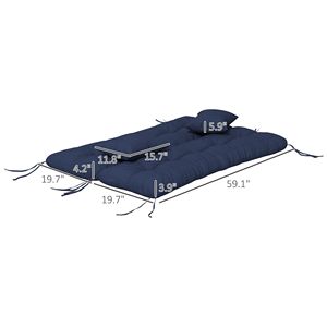 Cojines y almohadas acolchados para banco de exterior, almohadilla de repuesto para asiento de banco con cojín de respaldo azul y 2 almohadas - Product Image 3