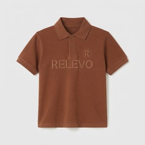 Relevo <b>Men's</b> Logo Short Sleeve Polo <b>Shirt</b> Regular Fit Casual Style <b>Brown</b> Color - Product Image 4