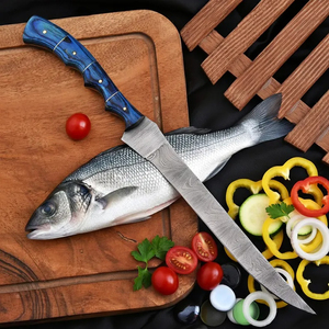 Cuchillos de filetear de acero de Damasco hechos a mano, hoja de acero con patrón premium, utensilios de cocina, agarre cómodo, diseño ligero para pescado - Product Image 6