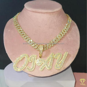 จี้เพชรเพาะเลี้ยงสั่งทำพิเศษรูปตัวอักษร "OTAY" พร้อมสร้อยคิวบาลิงค์ เครื่องประดับแฟชั่น - Product Image 2