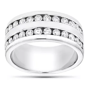 Anillo de Hombre EtherStar con Diamante Cultivado en Laboratorio de 1.0ctw, Oro Sólido, Doble Hilera, Clásico, 10g, Anillo de Boda - Product Image 3