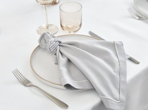 Anneaux de serviette - Argent |   Mélange de coton |   Lavable en machine |   Décoration de table classique - Product Image 2