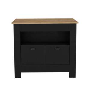 Geneva Kitchen Black/Macadamia Kitchen Island & Cart - Product Image 2