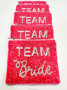 Bolsa de Mano con Cuentas para Equipo de Novia, Bolso de Mano Portátil Bordado Personalizado para Fiesta de Bodas, Despedida de Soltera, Bolso de Seda para Mujeres y Niñas - Product Image 2