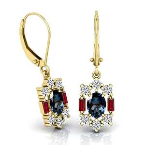 Boucles d'oreilles pendantes en topaze bleue de Londres, style Art Déco, en argent sterling 925 plaqué or 14 carats, avec accent en moissanite de luxe, pour fêtes et cadeaux - Product Image 6