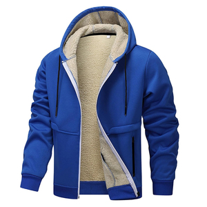 Veste d'hiver unisexe en polaire 100% laine, doublée de sherpa noir, fermeture éclair, capuche, poches, 300g - Product Image 4