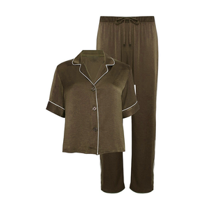 Women Nightwear Pajama Set Breathable Cotton Blend Sleepwear Relaxed Fit Homewear OEM ODM Custom Design Export Quality Supplier - Product Image 6