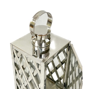 Lanterne porte-bougie moderne en acier inoxydable brillant, disponible en 3 tailles, pour la décoration intérieure, Noël et Pâques, durable - Product Image 3