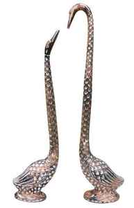 Handmade Bronze Swan Figurine Set 2Pcs Traditional Animal Sculpture Desk Decor Office Tabletop <b>Ornament</b> - Product Image 2