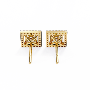 Classic Princess Cut E VS 1 ct Each and Round Lab Grown Diamond 14K Gold IGI Certified <b>Earring</b> <b>Tops</b> for Gift Party & Anniversary - Product Image 2
